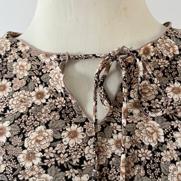 Vtg Y2K 2000s Dark Floral Bell Sleeve Blouse Wmns L Boho Whimsygoth Grunge - Picture 5 of 9